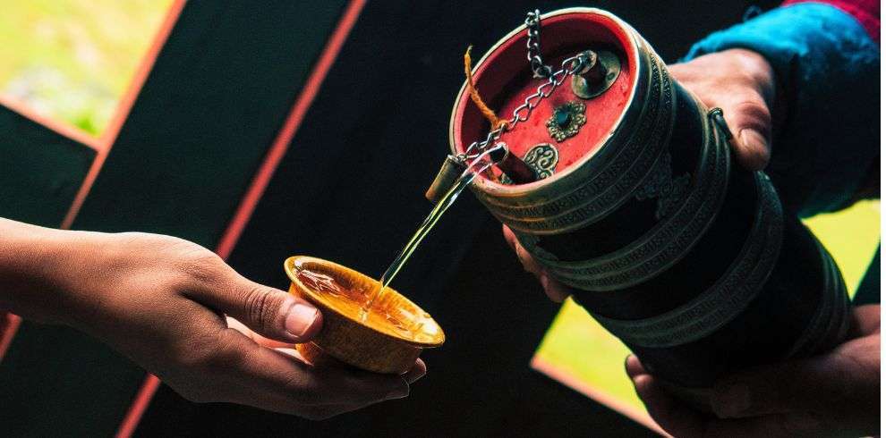 Offering Ara at Merak Sakteng Village in Eastern Bhutan