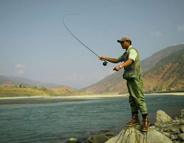 Fly Fishing at Punakha Bhutan